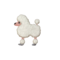 White Chenille Poodle, Puppy Dog, Facing Left, Embroidered Iron on Patch